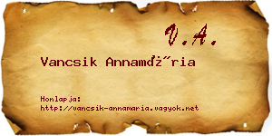 Vancsik Annamária névjegykártya